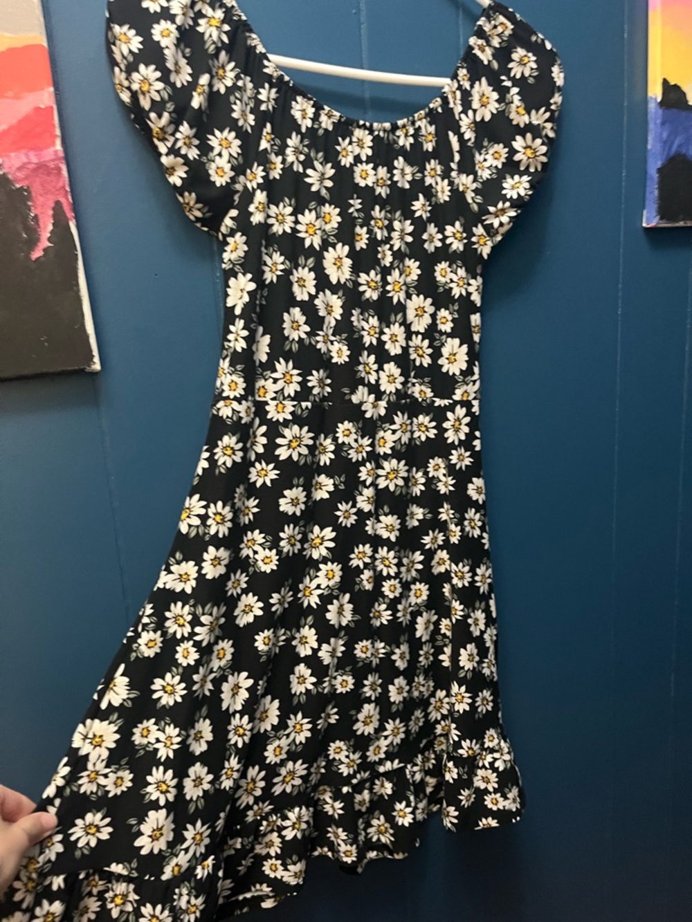 No Boundaries Black Daisy Print Mini Dress